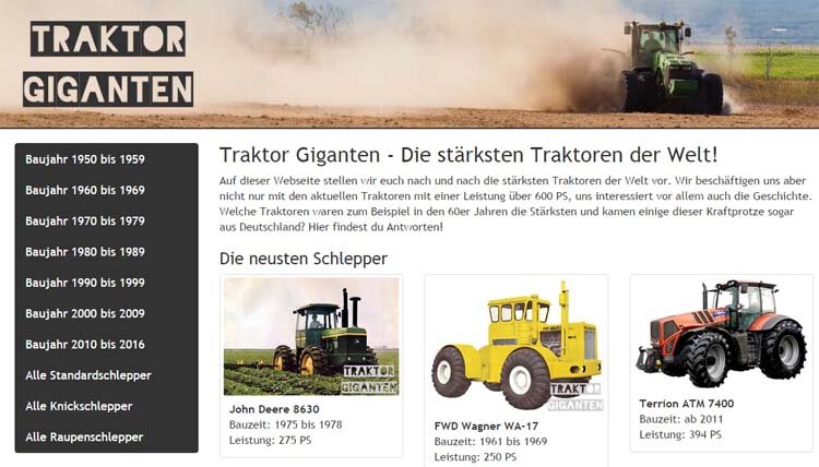 Webseite Traktor Giganten